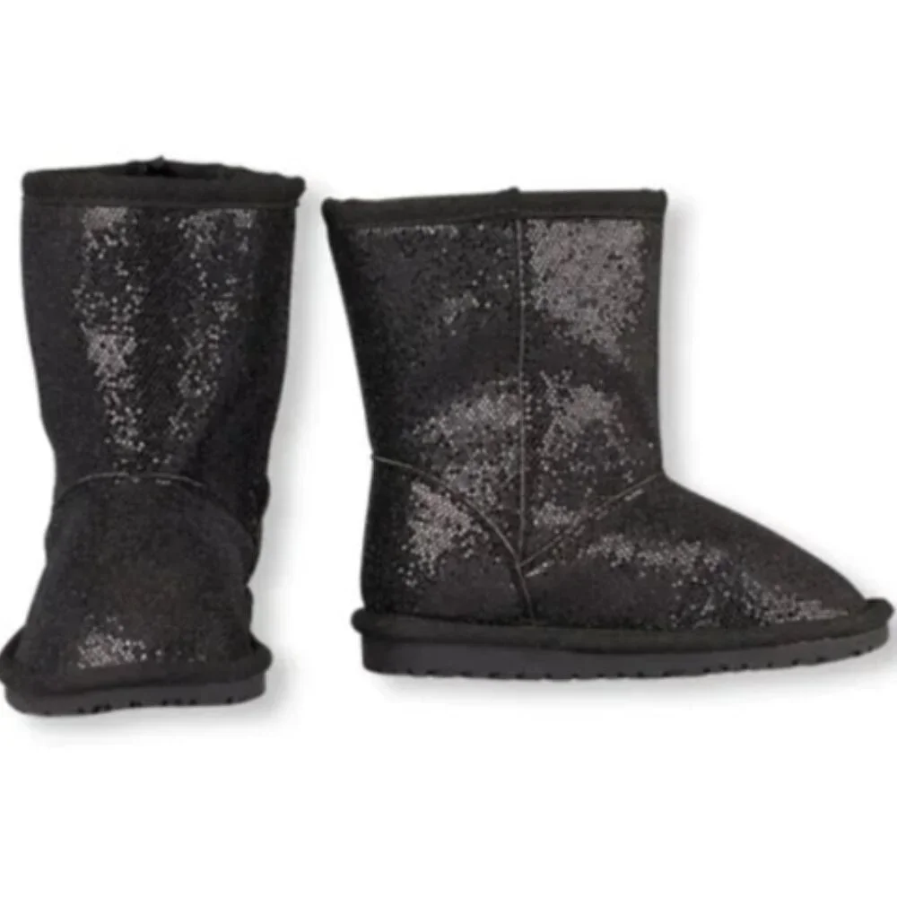 The Children's Place Winter Boot Toddler Girls Sequin Chalet Black Lined 7 - Picture 2 of 5